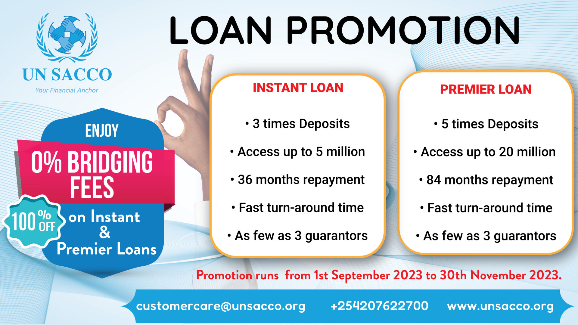 ENJOY 0% BRIDGING FEES ON INSTANT AND PREMIER LOANS